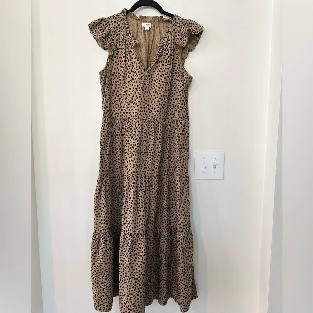 J. Crew Poplin Midi Polka Dot Dress S